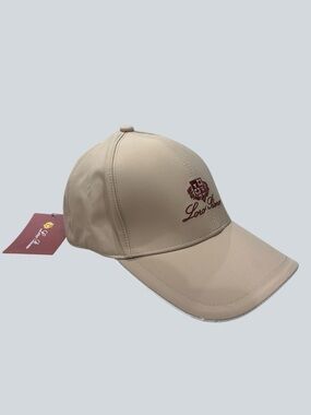 Loro Piana Tan Baseball Cap with Brown Burgundy Logo